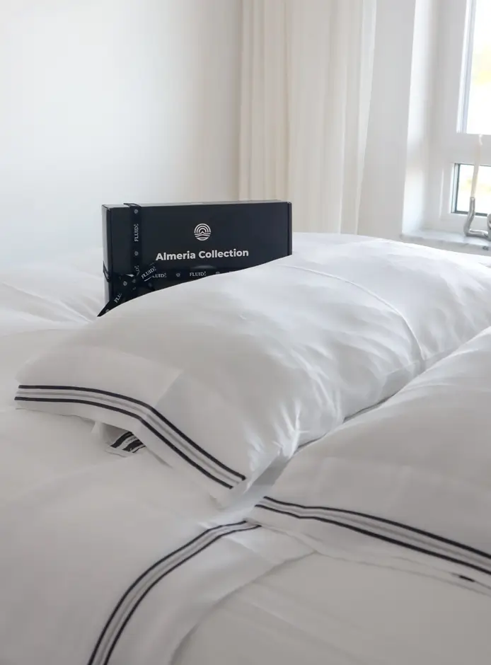 Almeria III duvet cover set in sustainable TENCEL™ fibers, silky soft, breathable, eco-conscious luxury bedding.